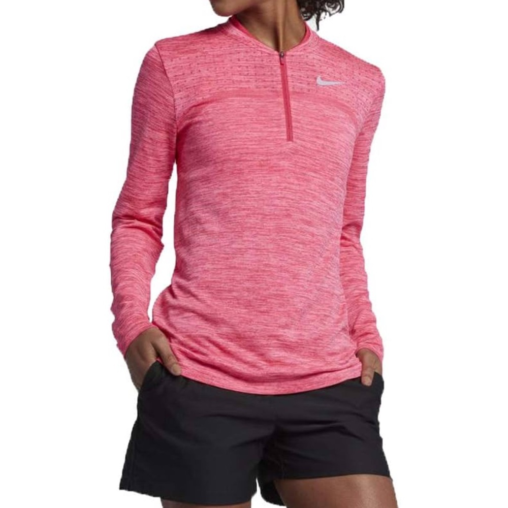 Nike Pink Pullover Dri Fit Zonal Fitted Long Sleeve Performance Top Smal